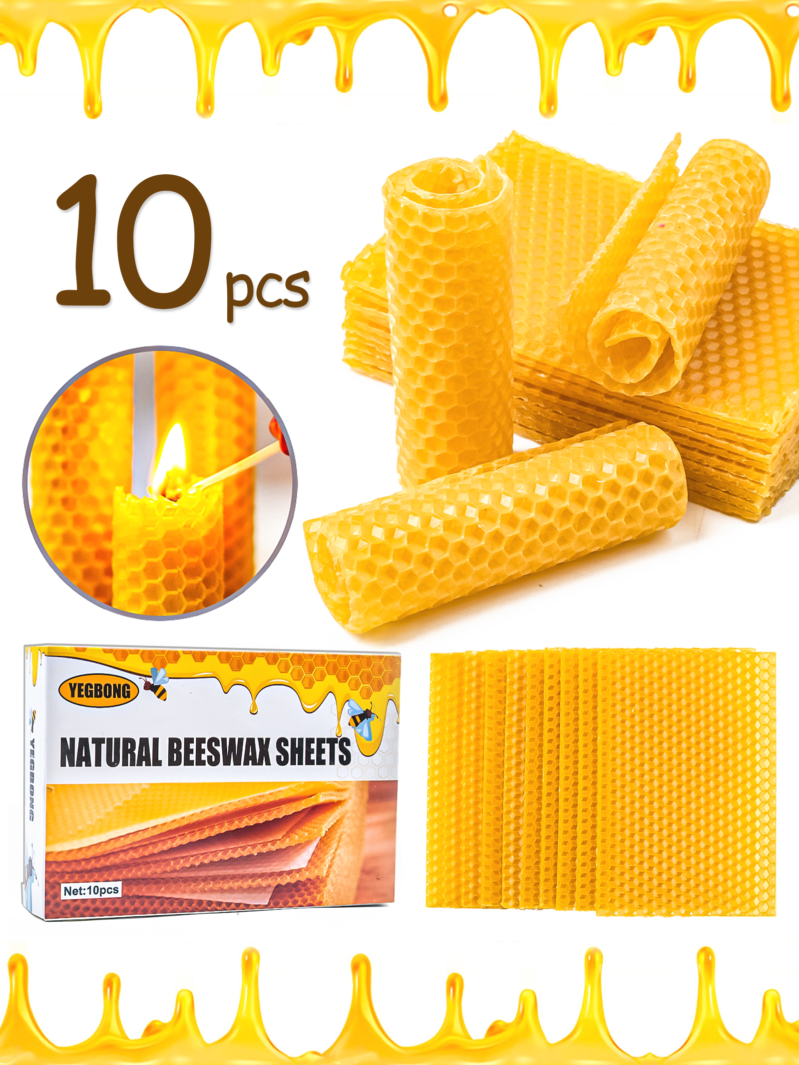 10Pcs Natural Honeycomb Bee Wa - Candle Making Workshop review and price